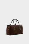 Chocolate and Tobacco Suede and Leather Medium Satchel