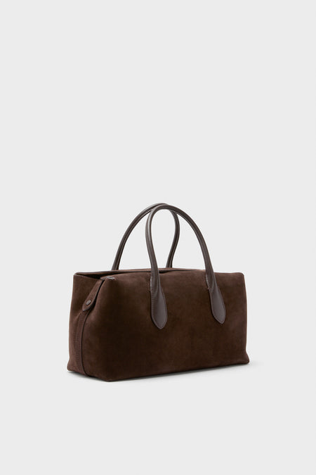 Chocolate and Tobacco Suede and Leather Medium Satchel
