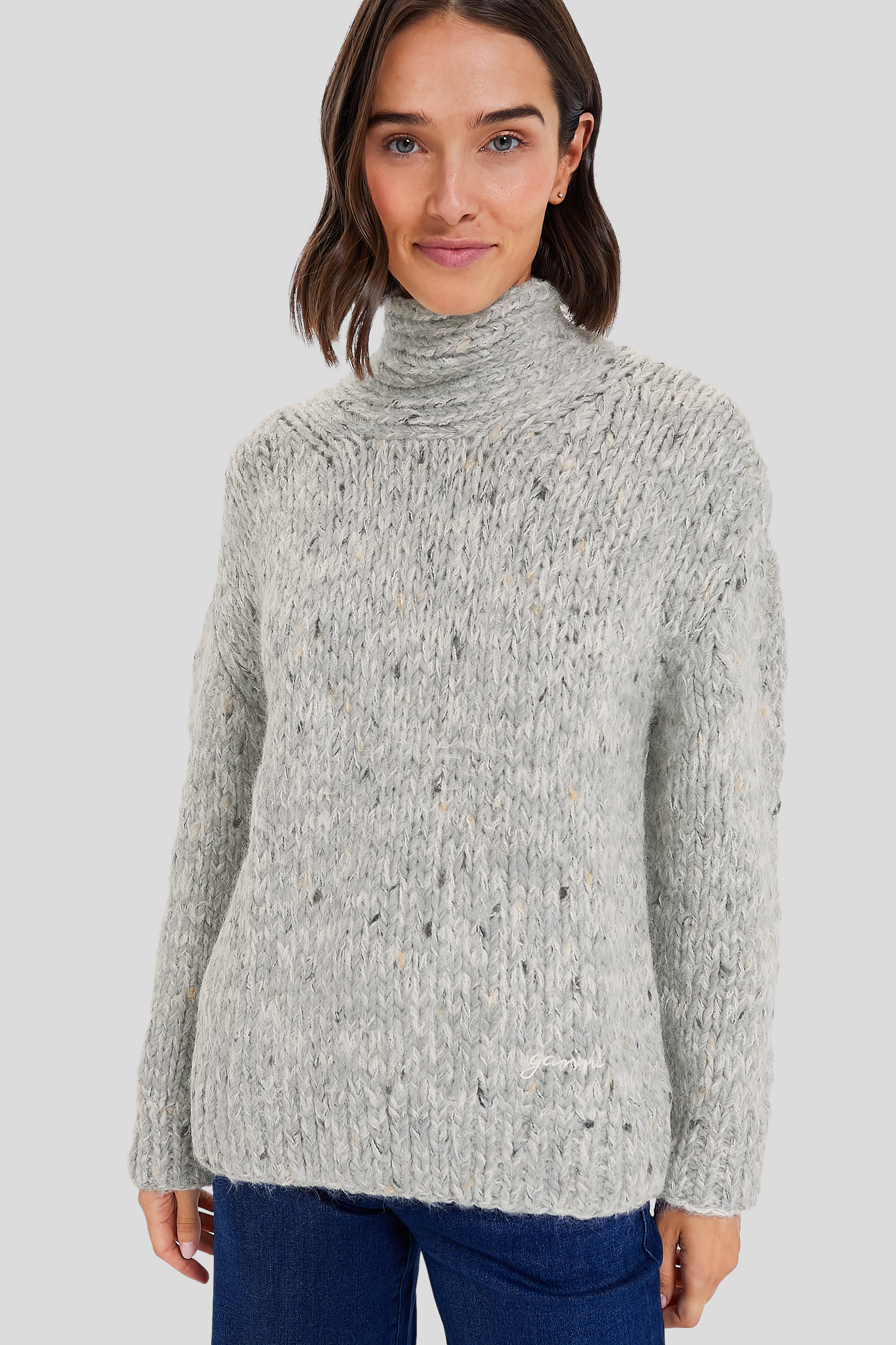 GANNI Paloma Melange Turtleneck Sweater online Size S