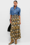 Story Print Shirred Skirt