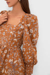 Burnt Orange Floral Square Neck Spencer Mini Dress