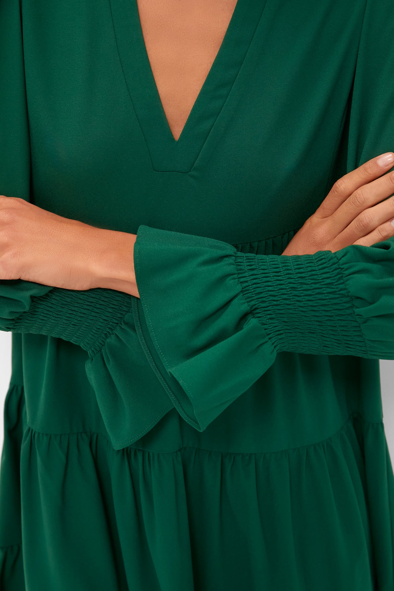 Hunter Green Crepe Kenzo Dress Pomander Place Hunter Green / XS Hunter Green Crepe Kenzo Dress Pomander Place Hunter Green / XS