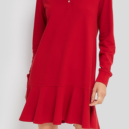 Red Long Sleeve Pique May Polo Dress | Tuckernuck