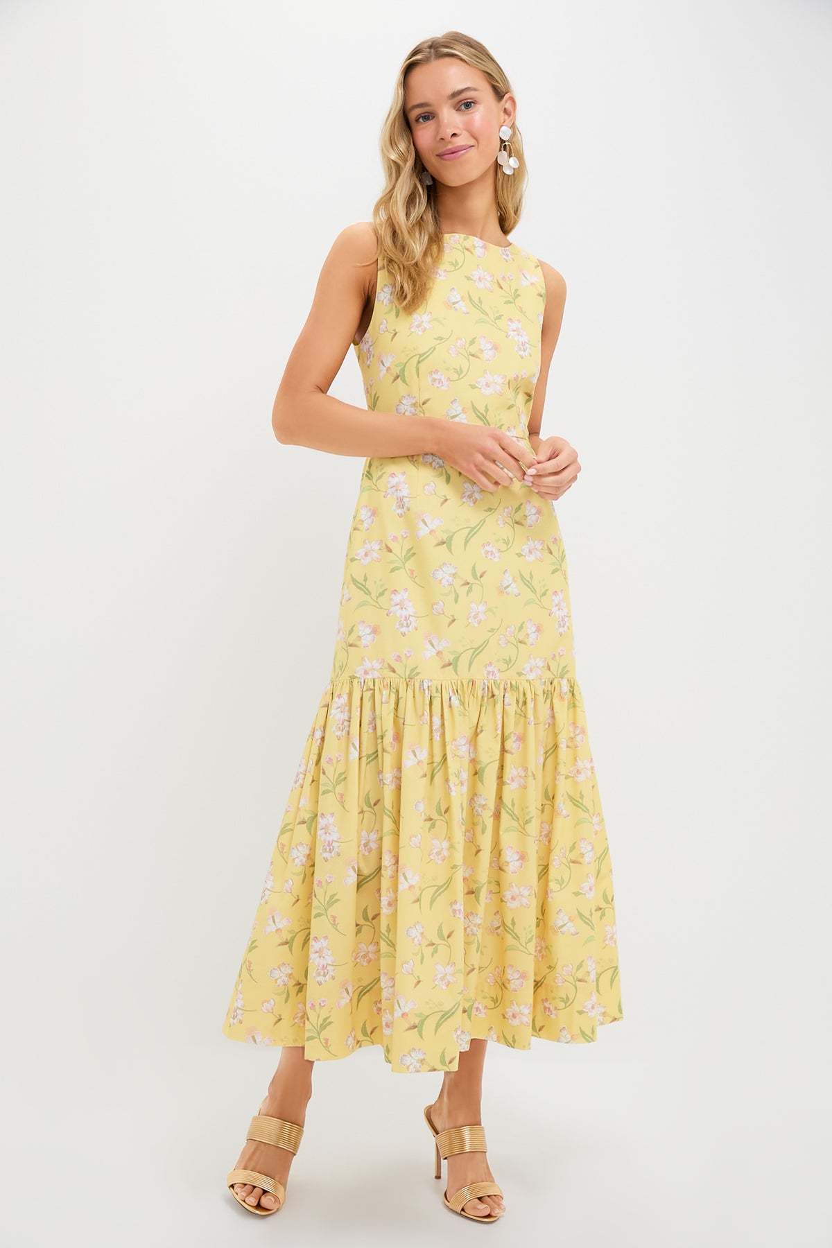 low back yellow maxi dress Yellow Hibiscus Low-Back Dress