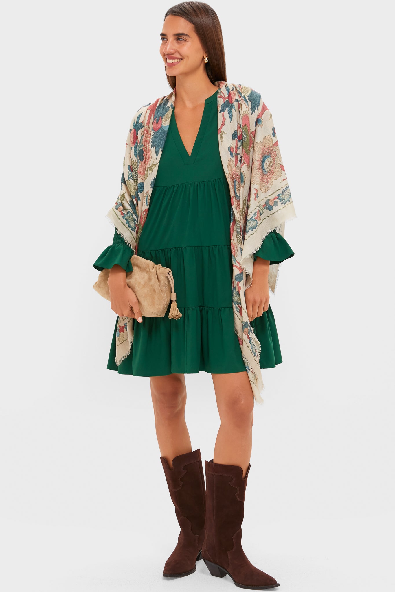 Hunter Green Crepe Kenzo Dress