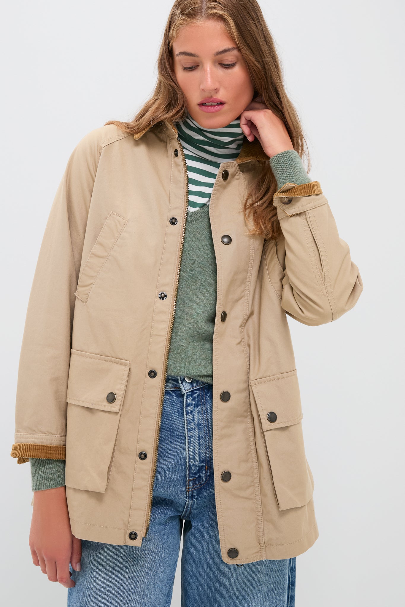 Vintage Khaki Cotton Woven Field Jacket