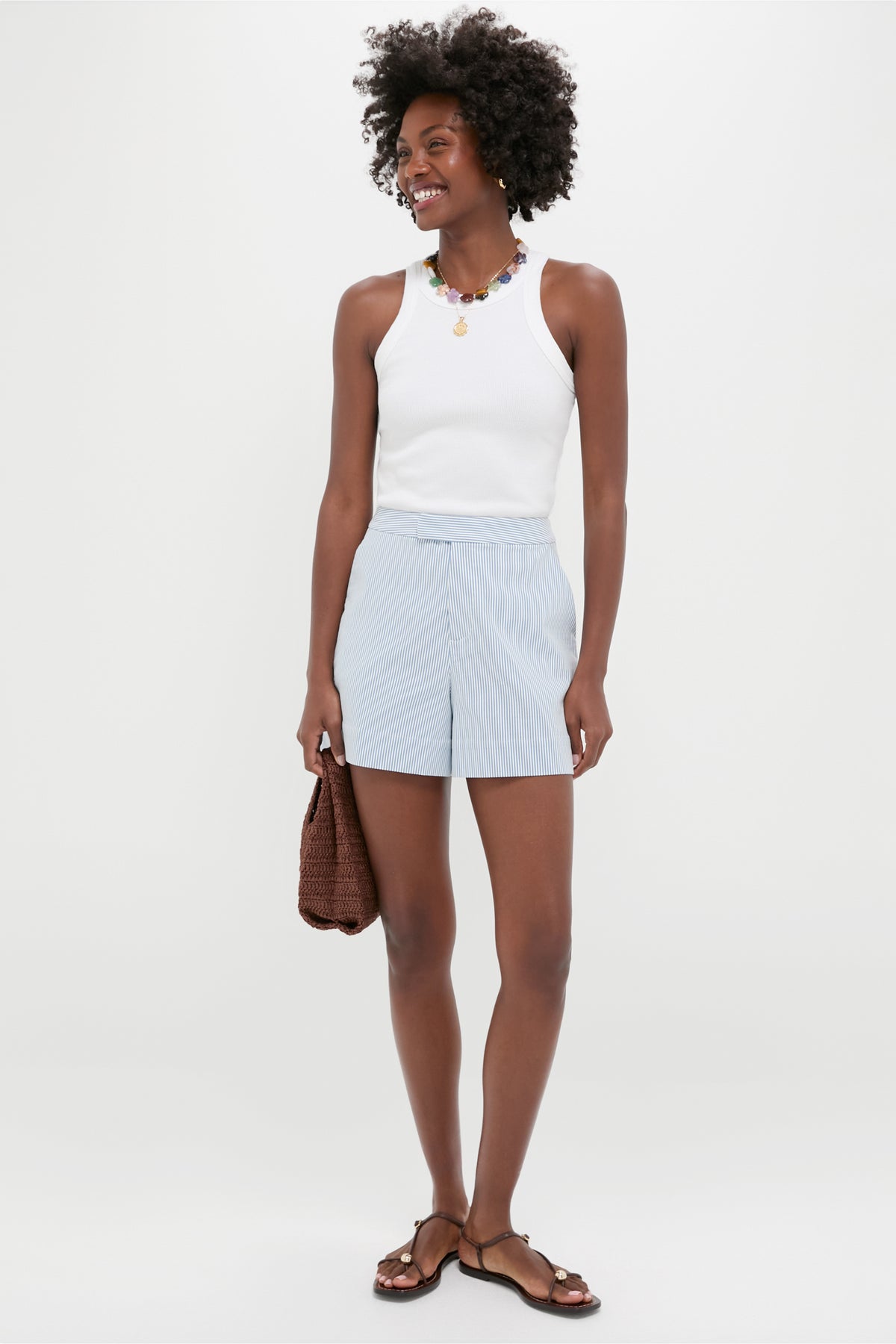 Light Blue Seersucker Ruth Short