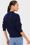 Hunter Navy Long Sleeve Collared Pullover Sweater