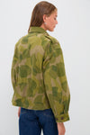 Camo Green and Brown Multi Cotton Satin Woven Field Jacket