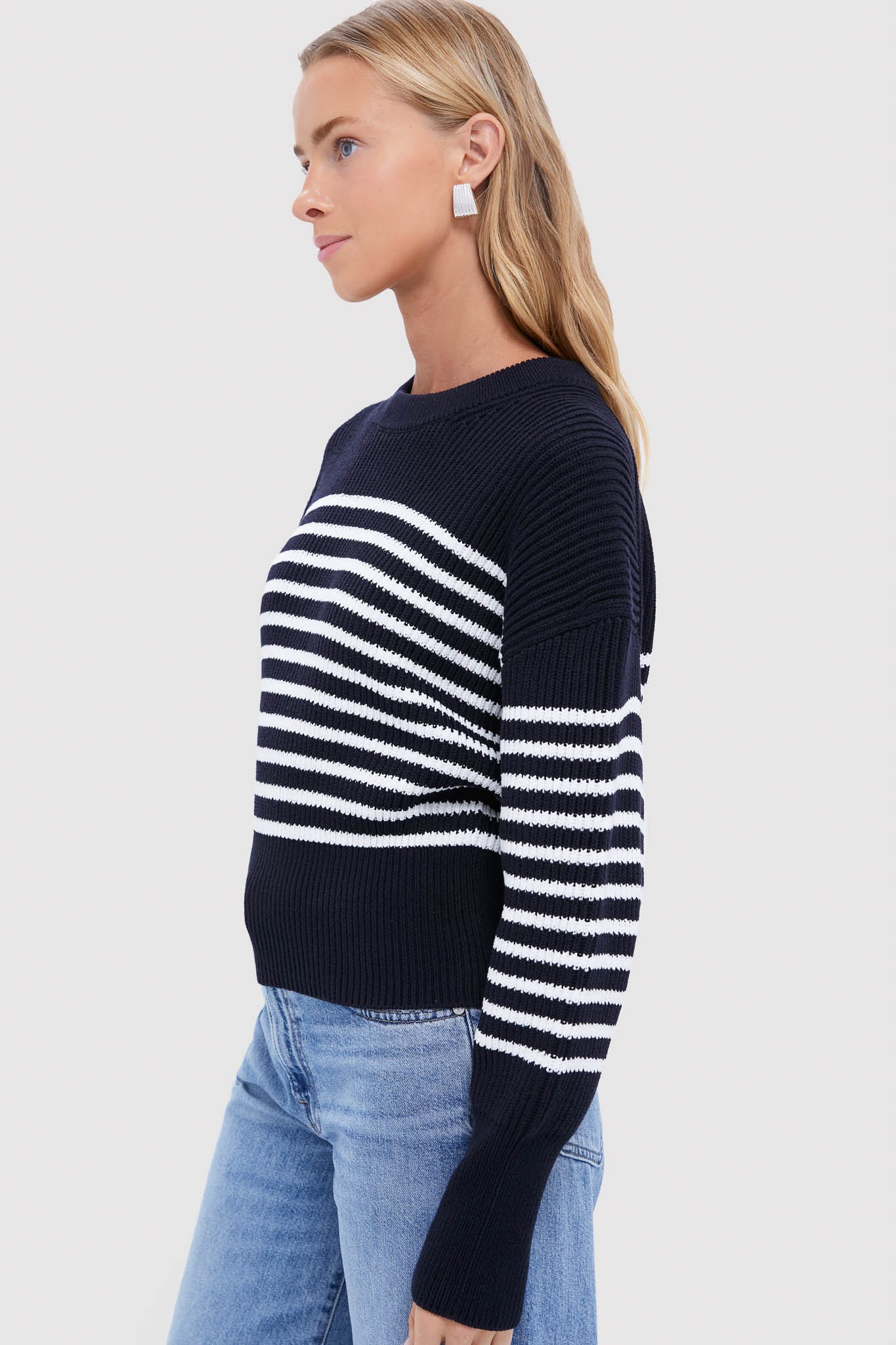 Berry Blue and White Striped Tanessa Sweater