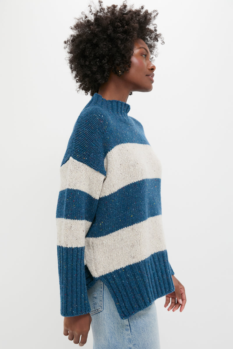 Ink Marl Arna Striped Funnel Neck Sweater