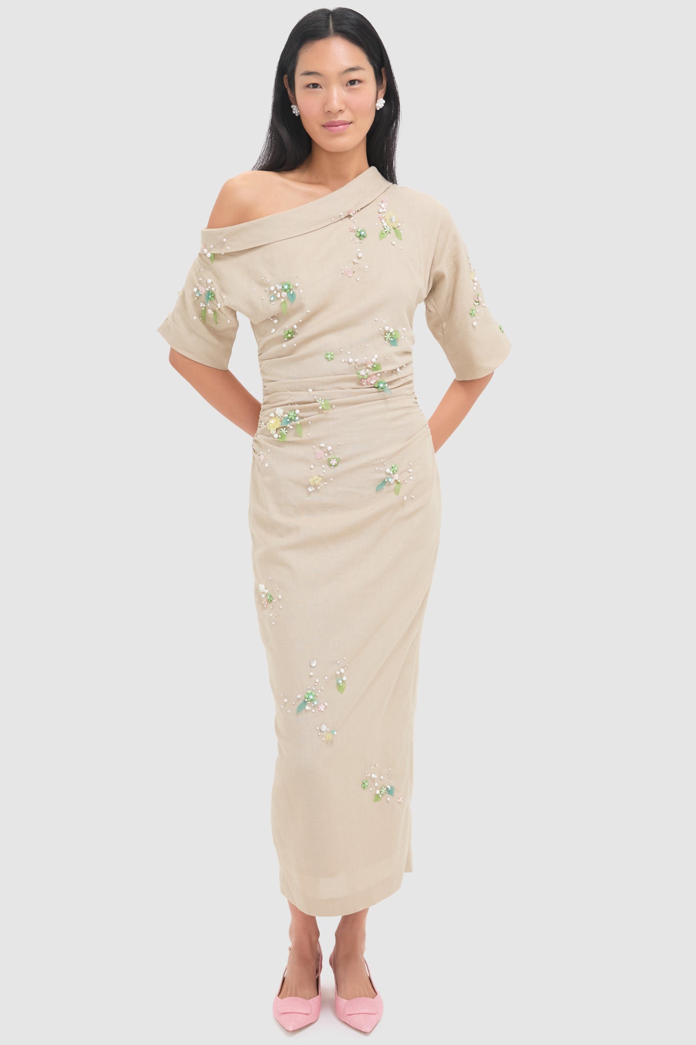 Beige with Jewel Embroidery Bowery Dress