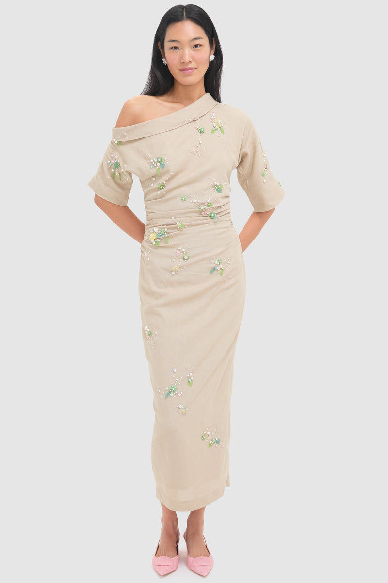 Beige with Jewel Embroidery Bowery Dress