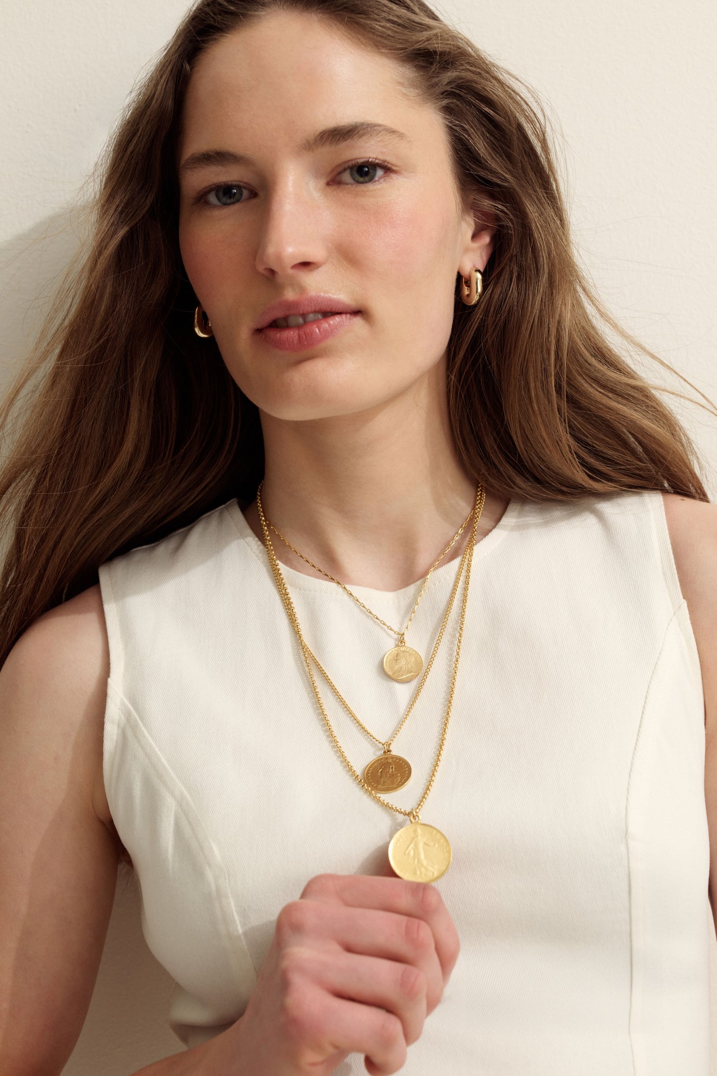 Gold Puffy U-Link Earrings