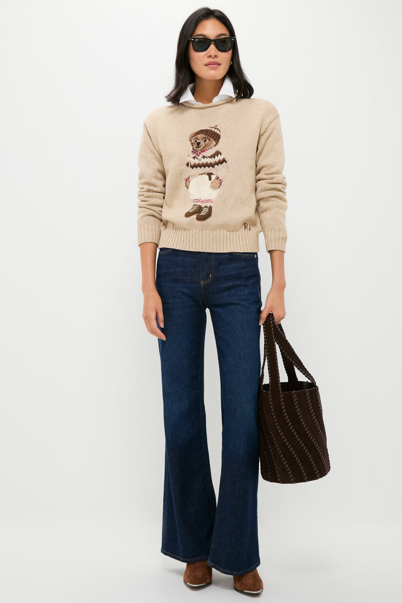 Dark Almond Marl Polo Bear Crewneck Sweater