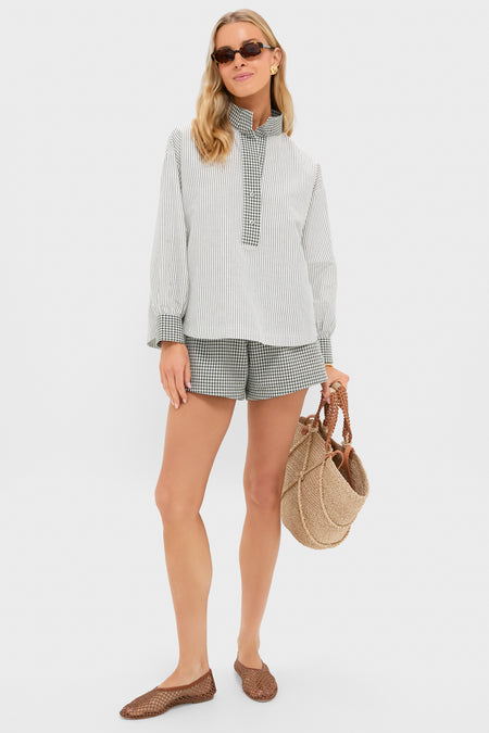 Green Gingham Roxane Popover Top