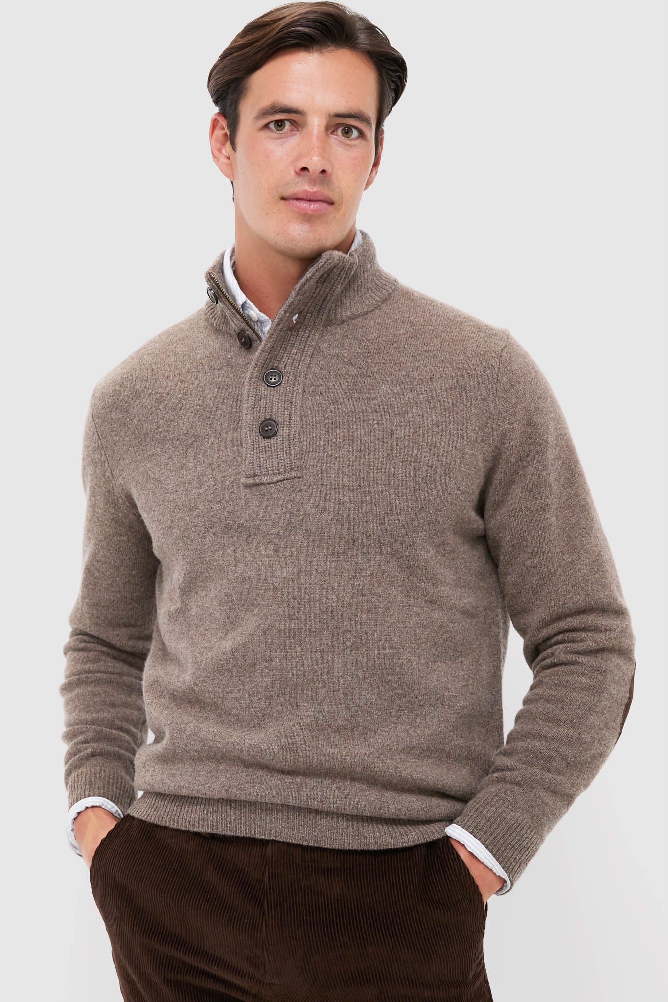 Dark Stone Essential Patch Half Zip Knitted Jumper | Barbour
