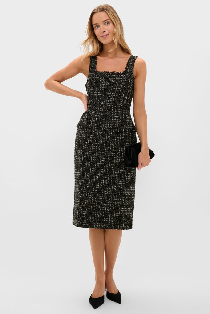 Black and Gold Leslie Midi Skirt