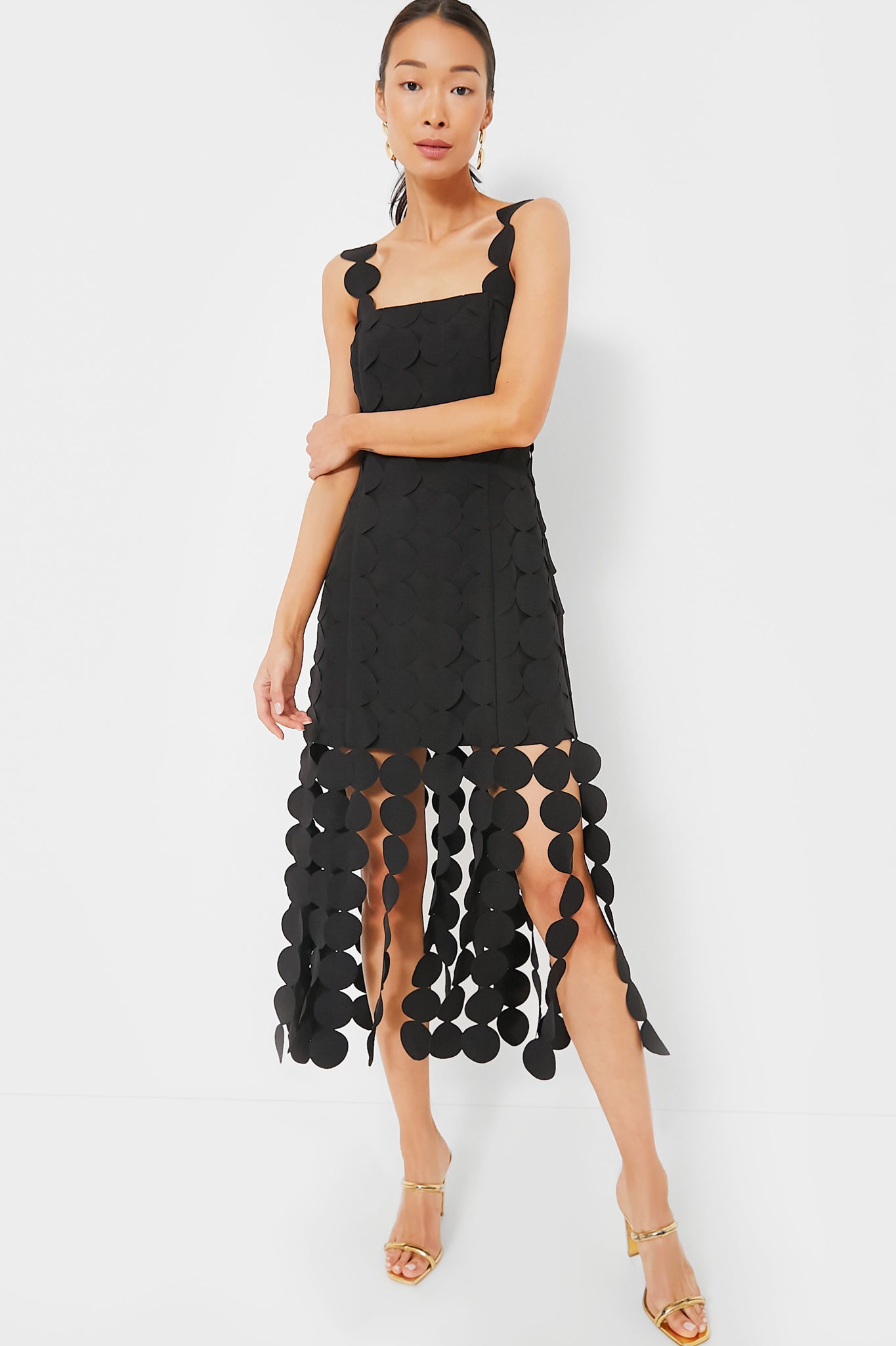 Black Multi Circle Mercedes Midi Dress