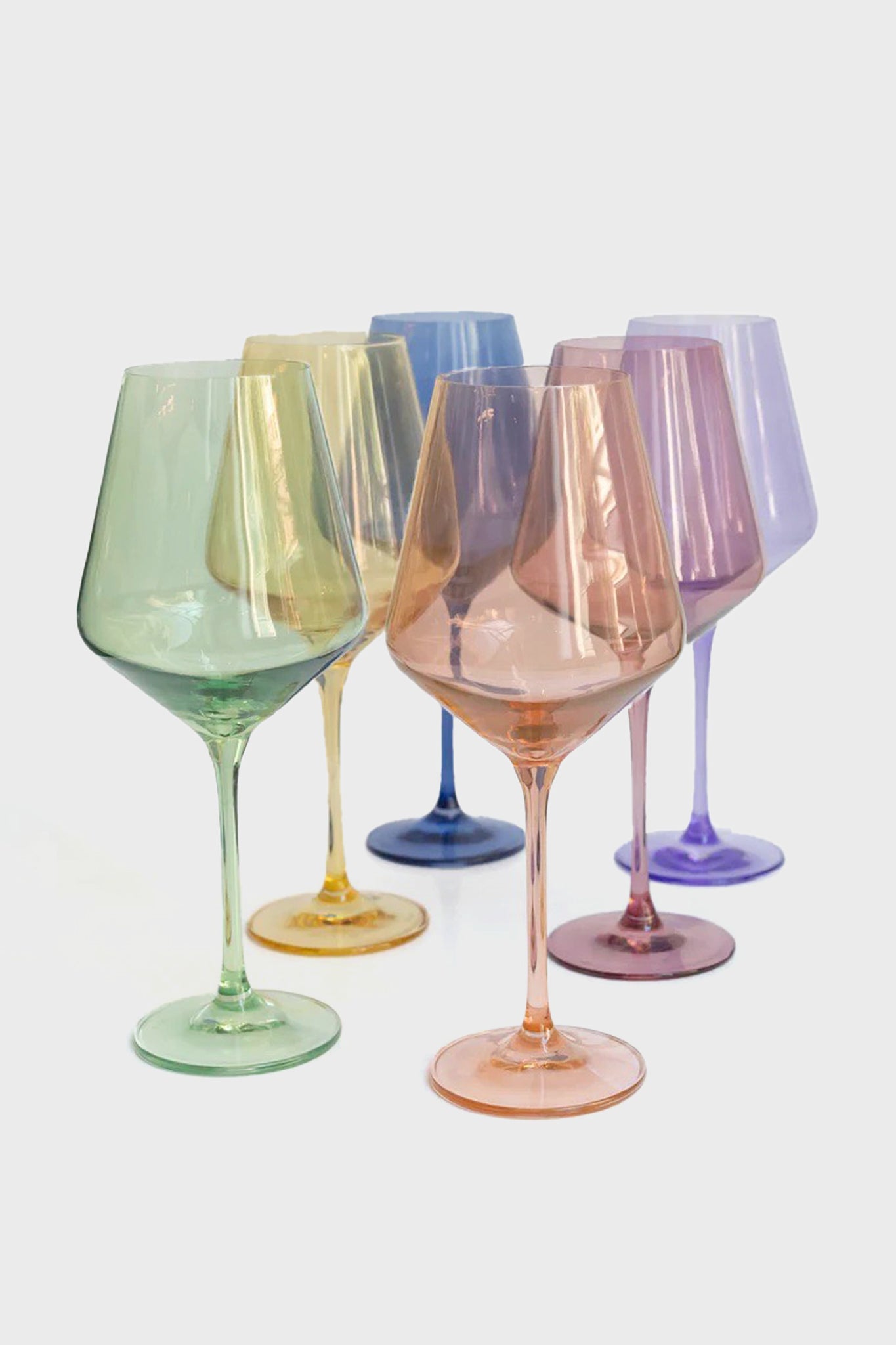 Pastel Mixed Stemmed Glasses Set of 6