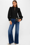 Black Denim Front Zip Anderson Blouse