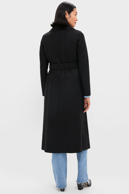 Black Pressed Wool Long Maxi Coat