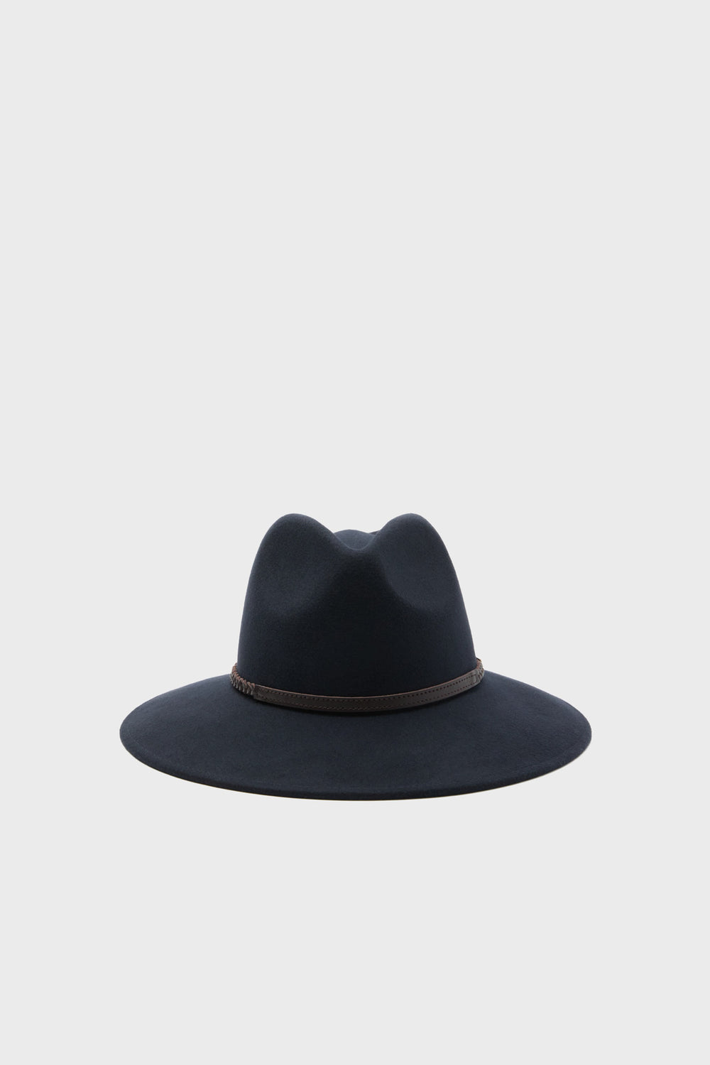 The Barbour women's hat is a wide-brimmed black felted wool fedora with a brown cord band, featuring an equestrian-inspired design.