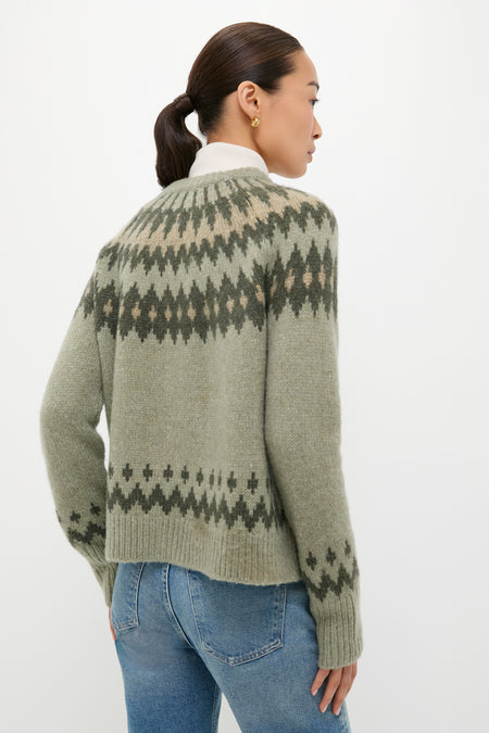 Fir Green Lurex Marlow Fair Isle Cardigan