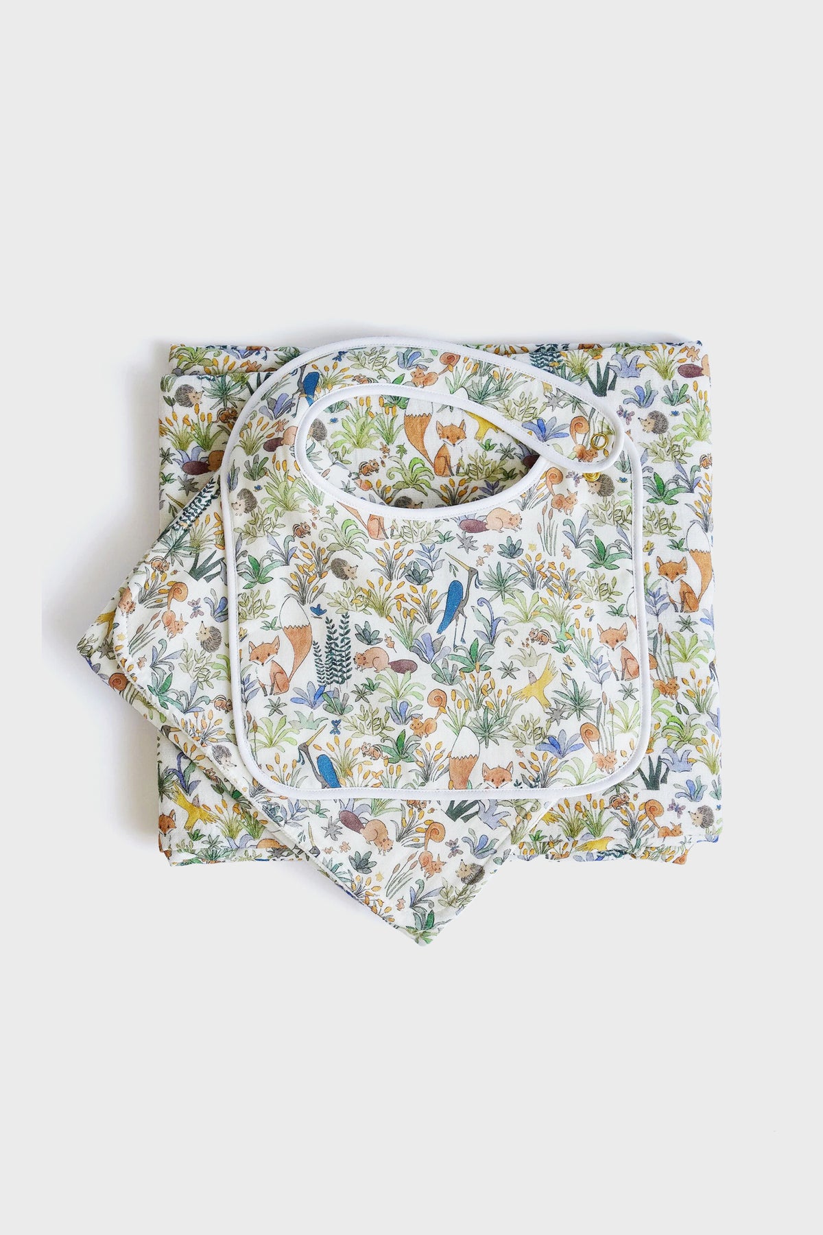Foxy Forest Bib and Burb Cloth Set