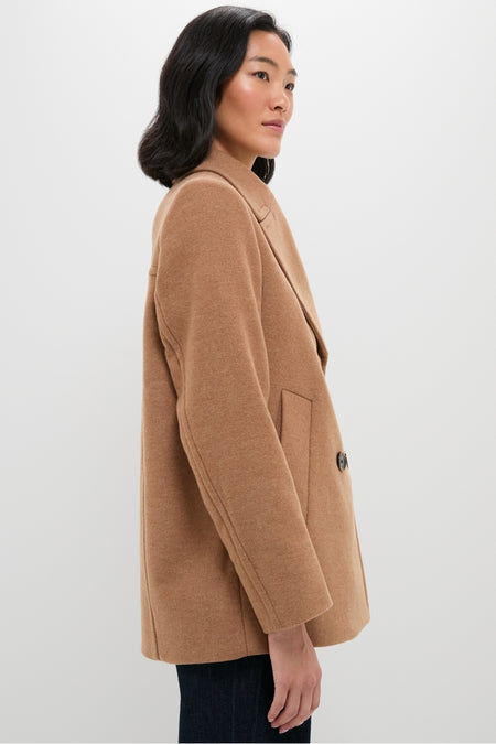Camel Indie Military Wool Peacoat