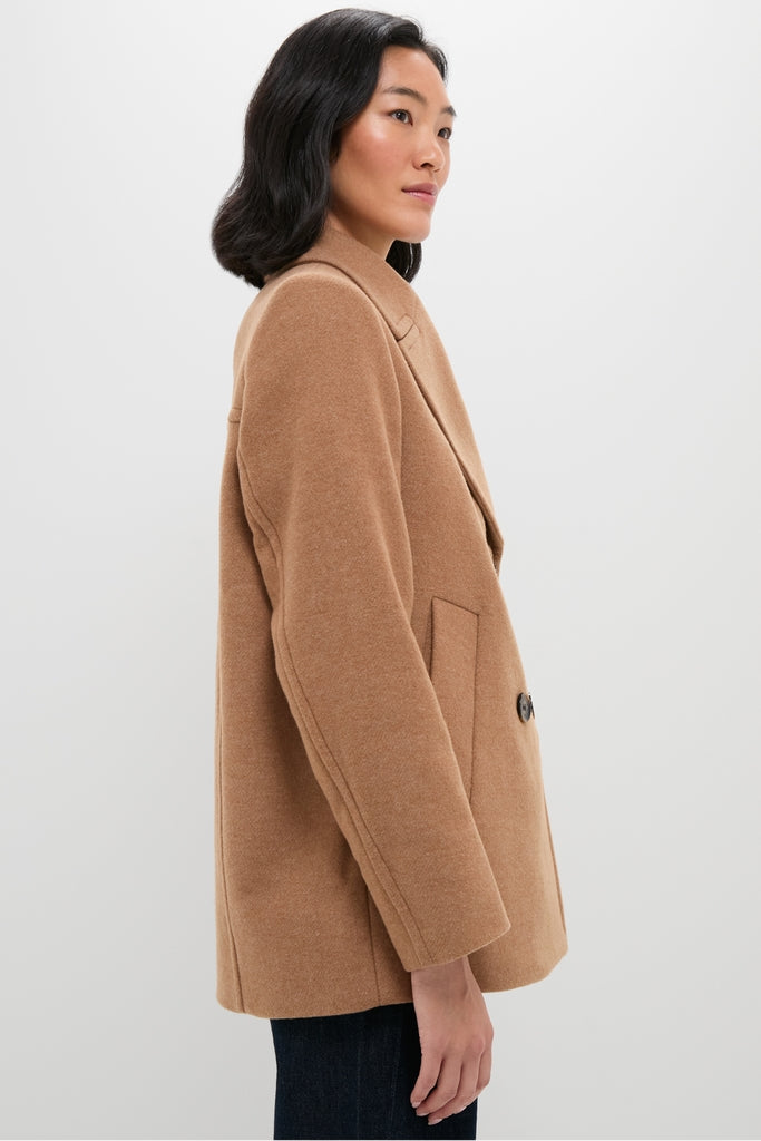Camel Indie Military Wool Peacoat