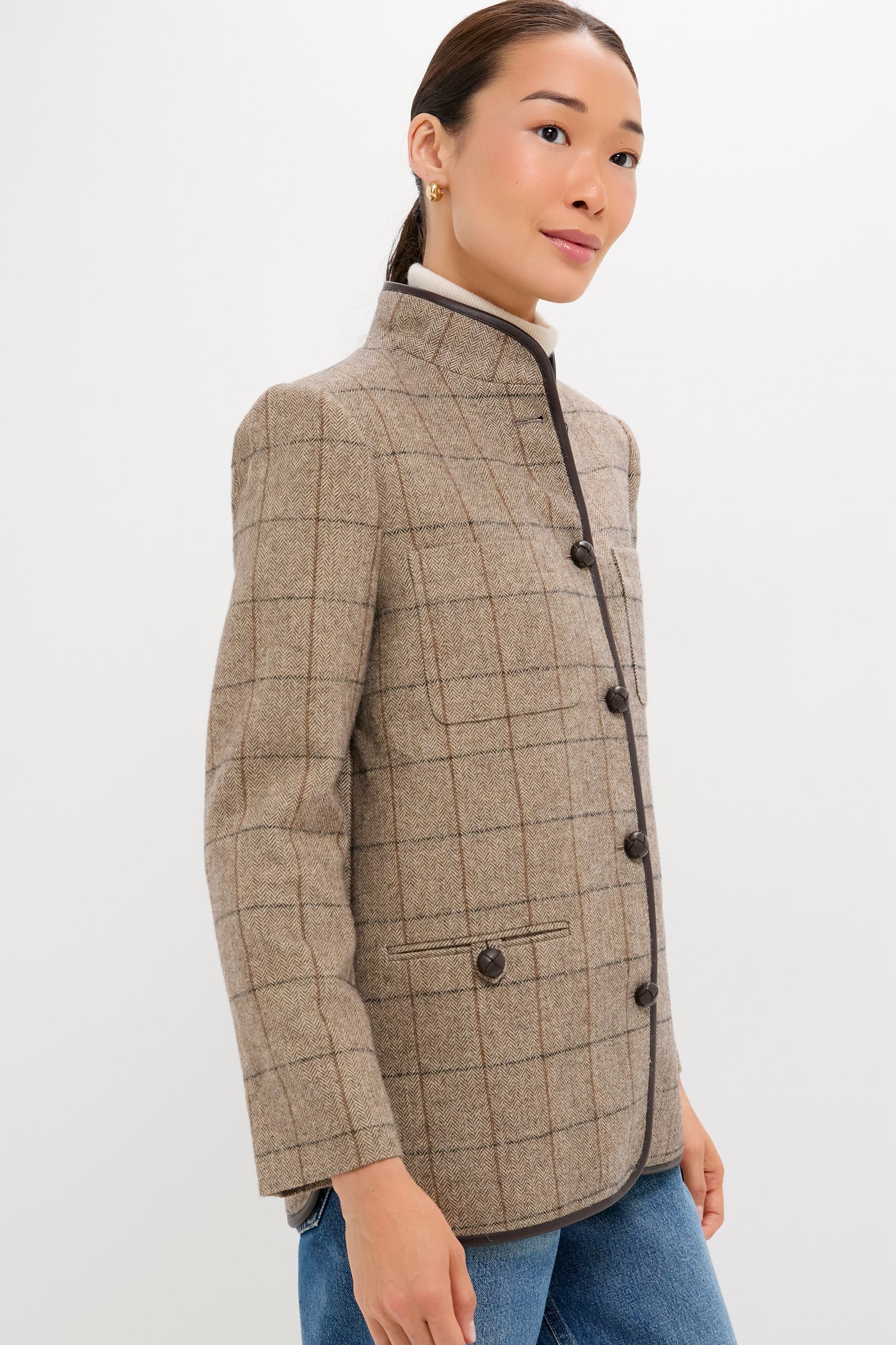 Brown Check Plaid Wool Dalton Jacket