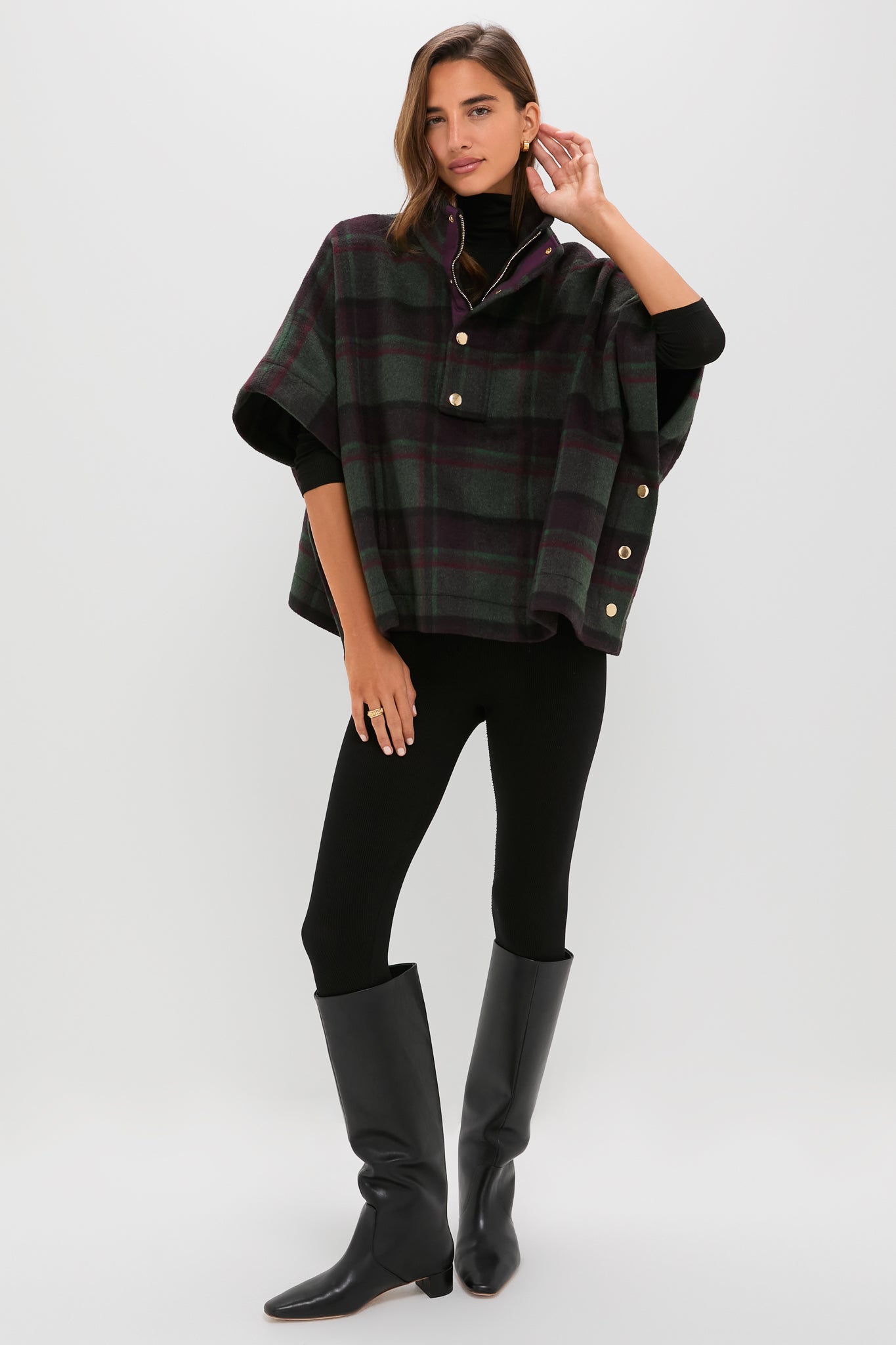 Forest Plaid Wool Winthrop Poncho