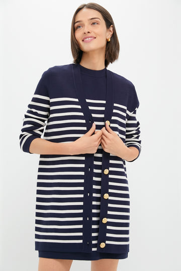 Navy and White Stripe Knit Liv Cardigan