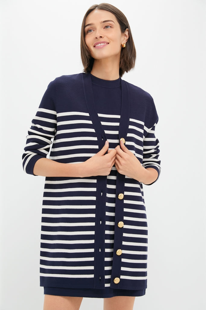 Navy and White Stripe Knit Liv Cardigan | Tuckernuck