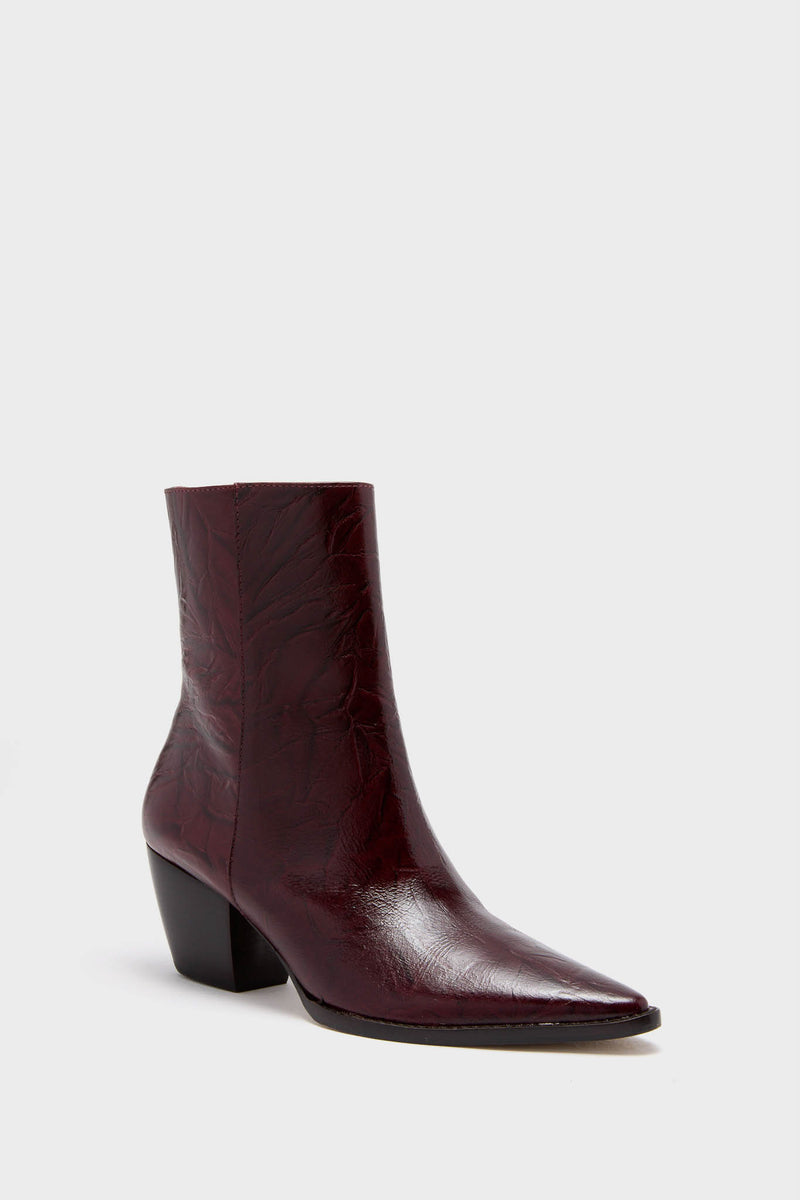 Burgundy Crinkle Caty Boots