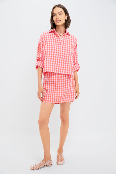 Orange and Pink Seersucker Augustus Shirt