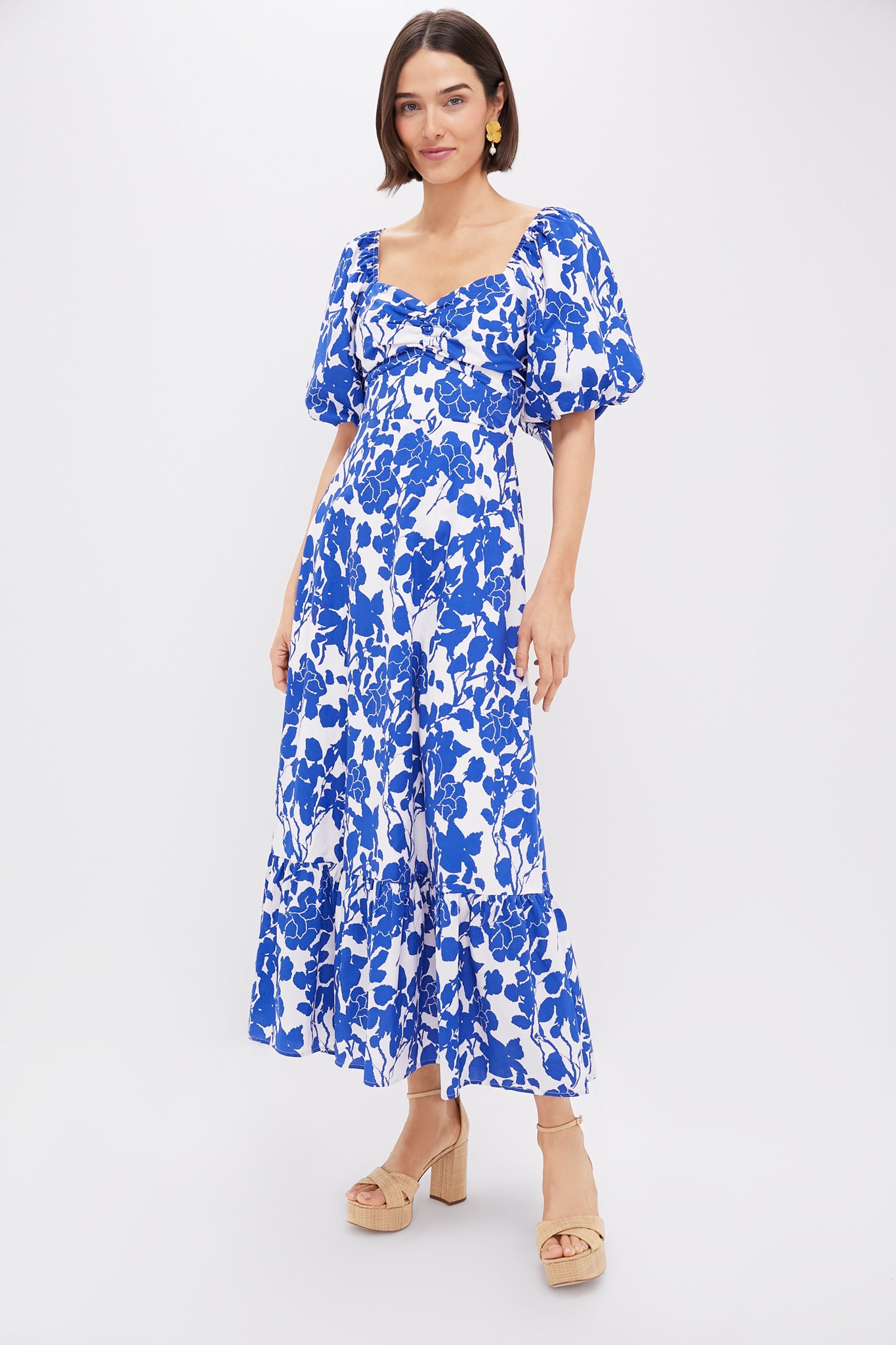 Blue Floral Seaport Midi Dress