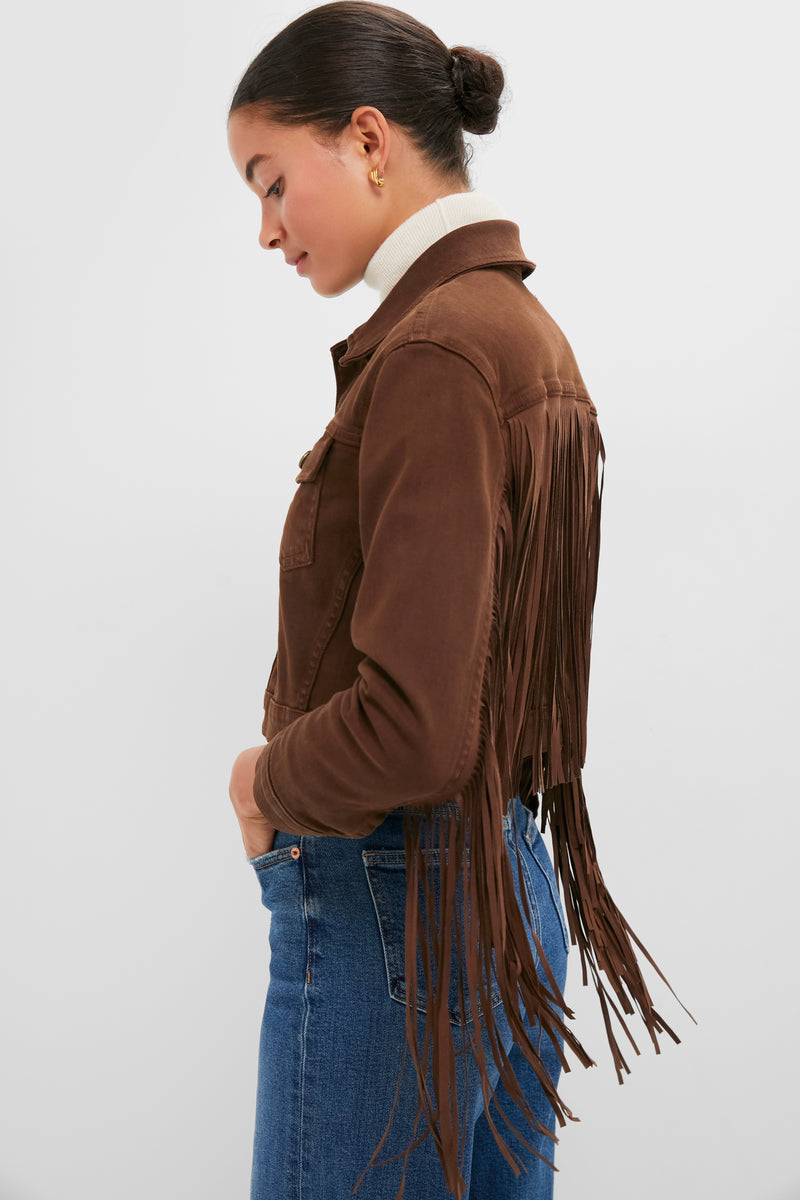 Brown Koda Crop Fringe Jacket