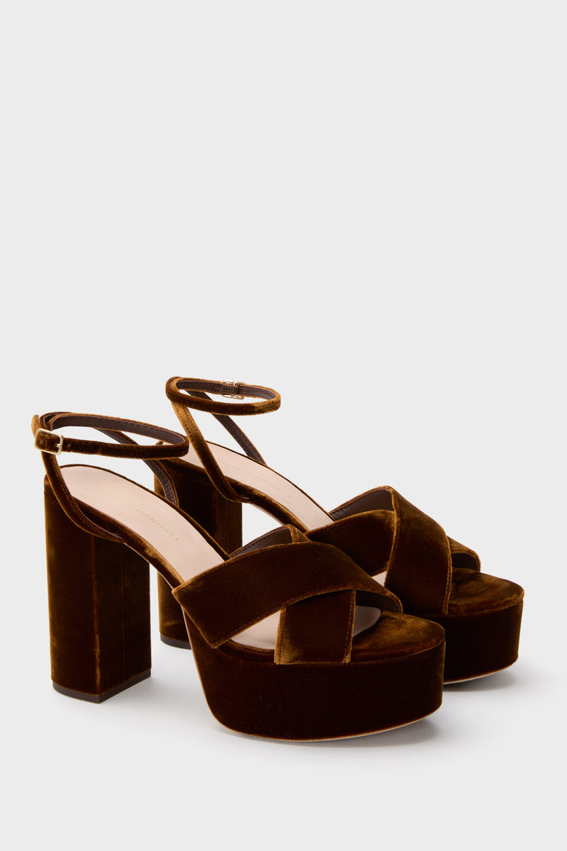 Dark Brown Velvet Loretta Heels