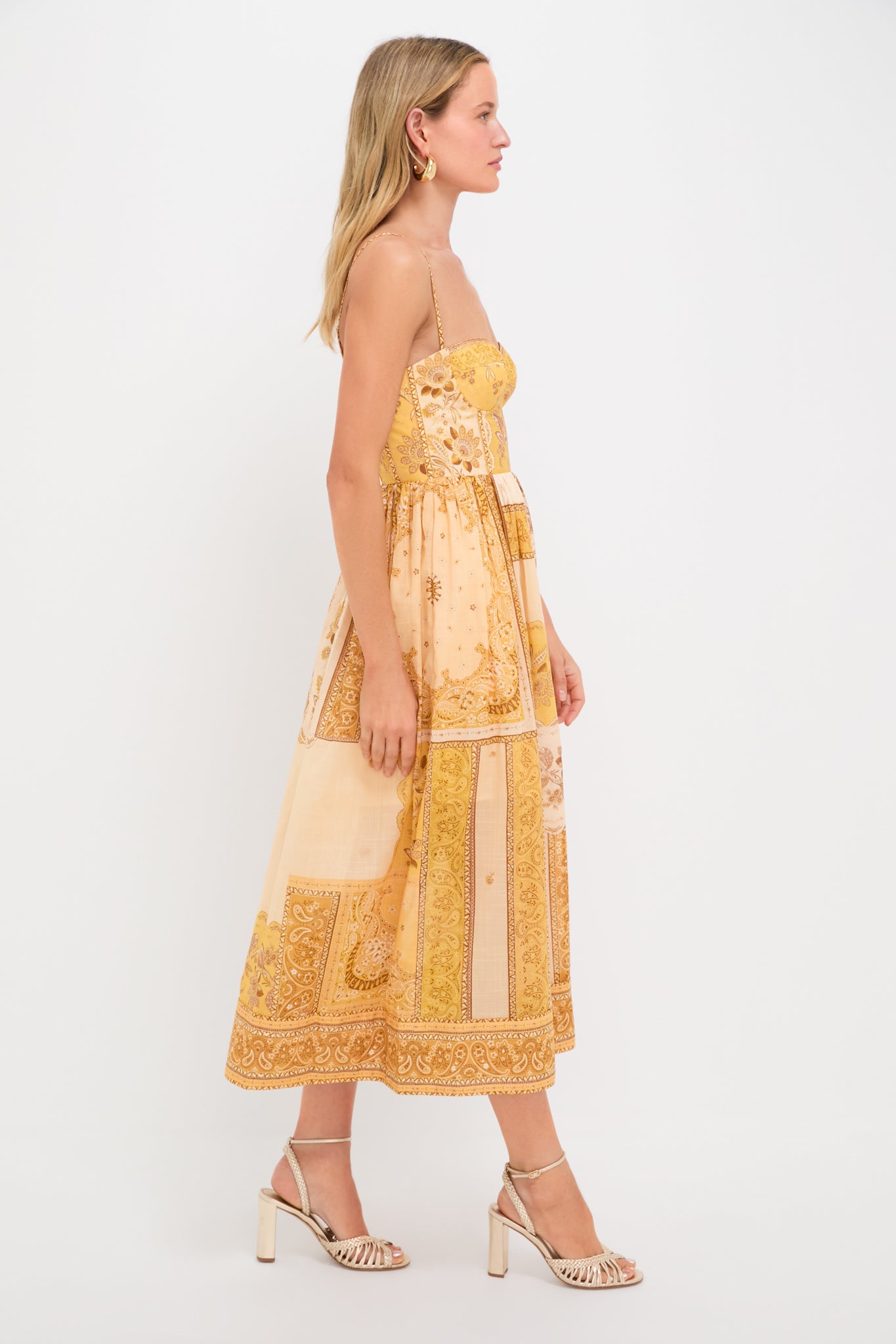 Mustard Bandana Lucky Corset Midi Dress