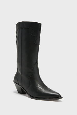 Black Leather Wilson Western Boots