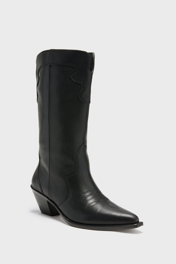 Black Leather Wilson Western Boots