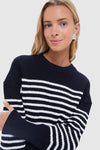 Berry Blue and White Striped Tanessa Sweater