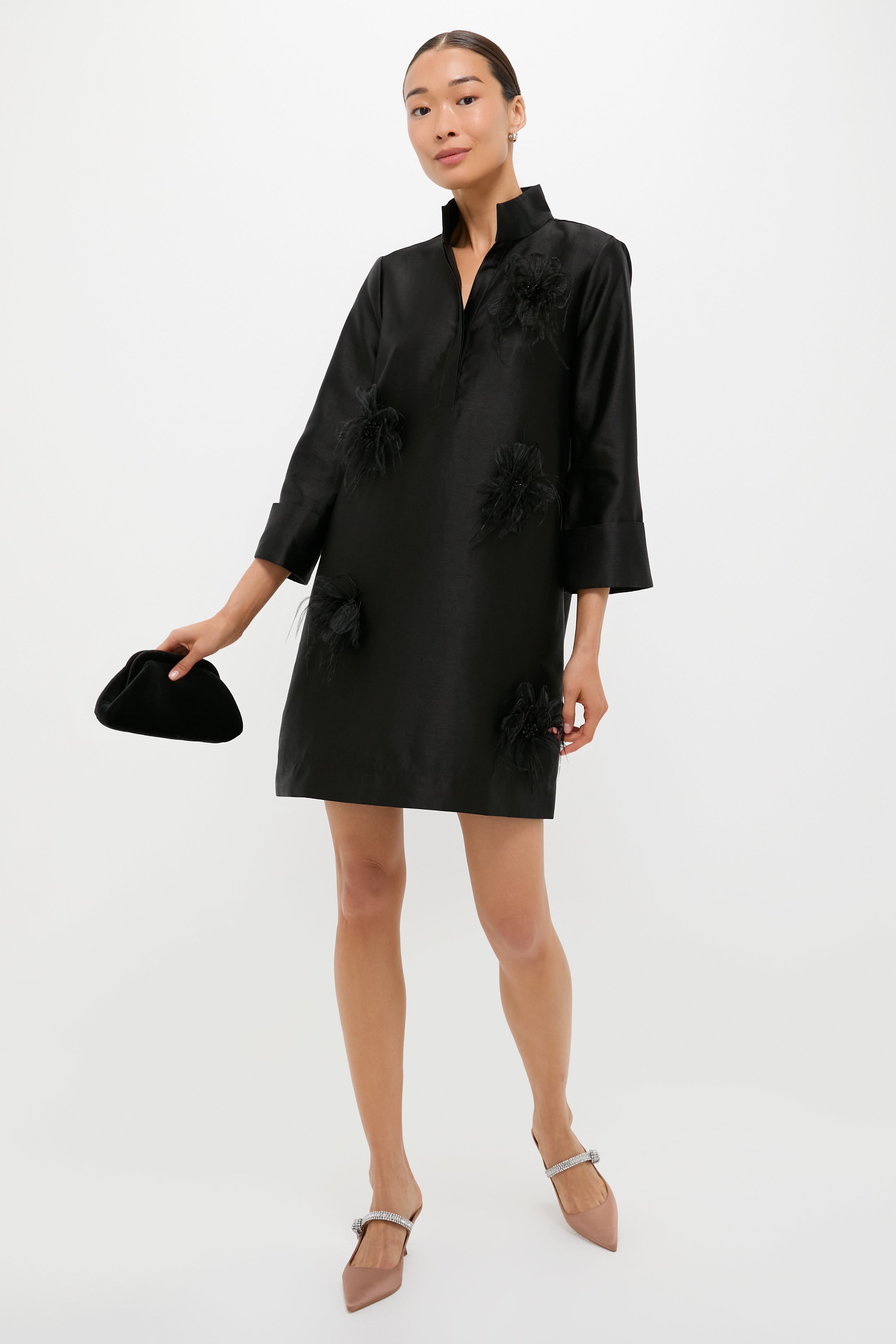slim fit dress slacks Tuckernuck Black Embellished Dupioni Megan Dress Black / L