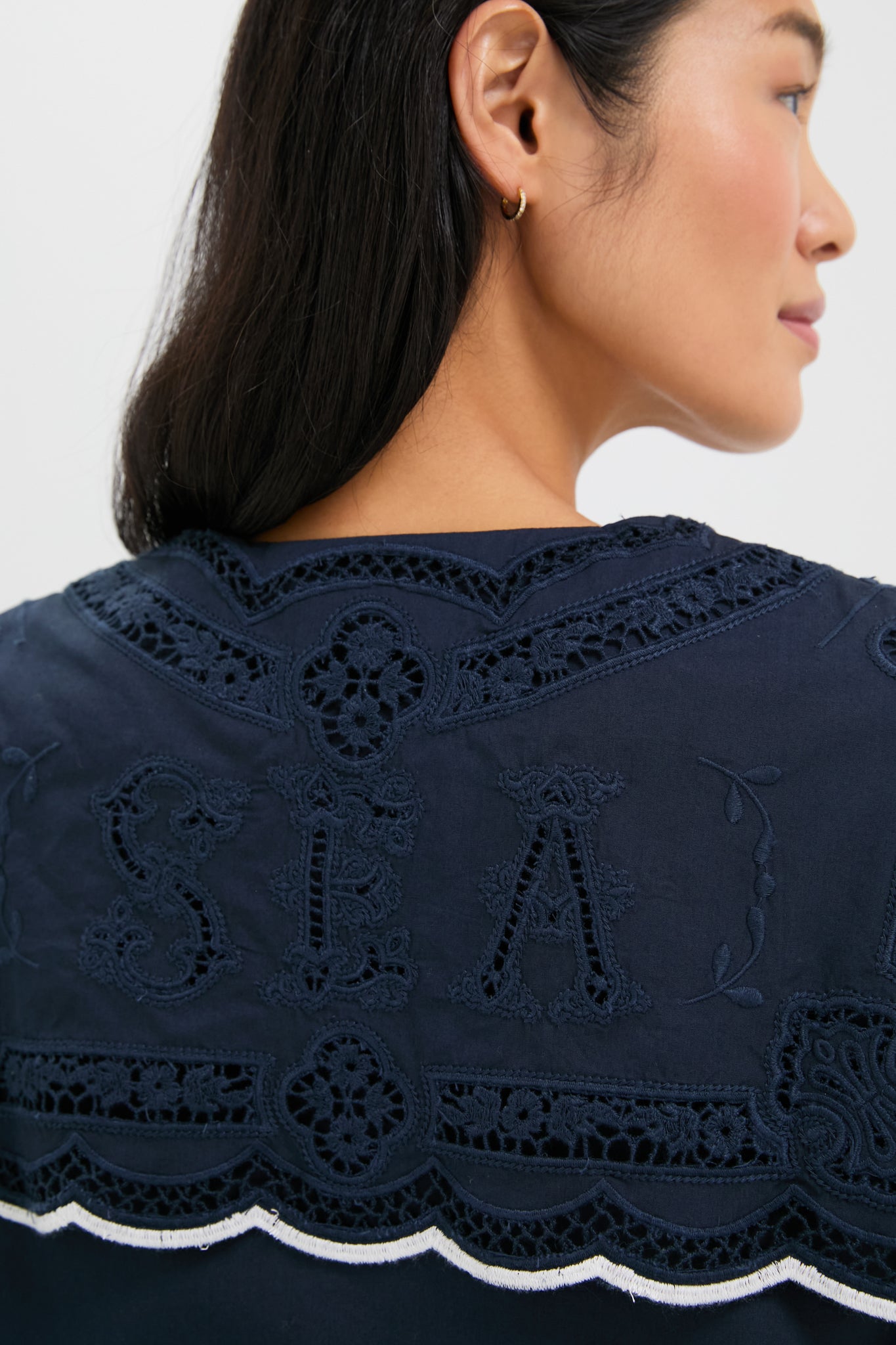 Navy Marie Embroidery Dress