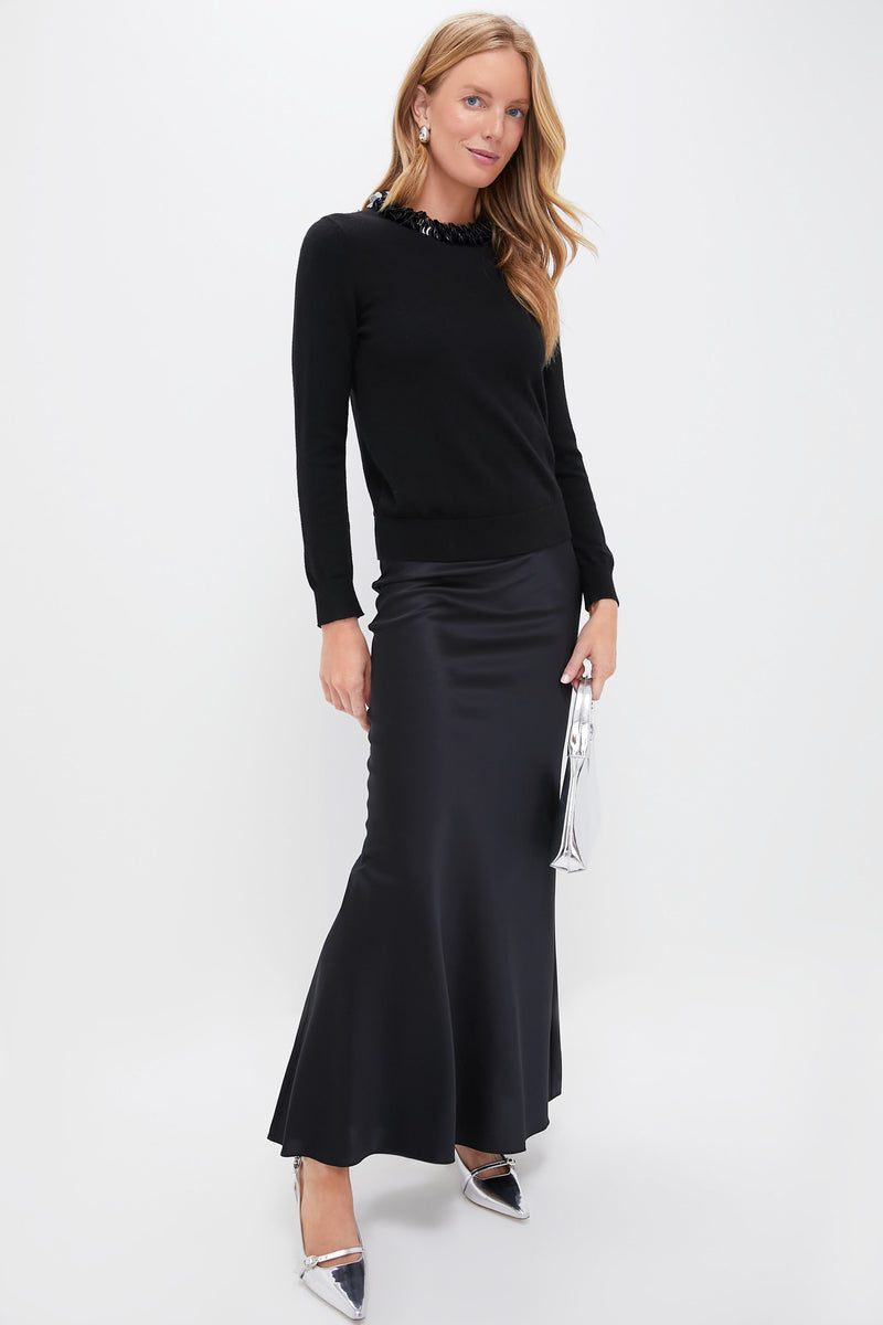 Black Sequin Trim Lina Sweater