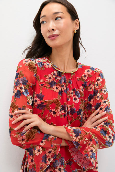 Sakura Blossom Burnout Velvet Sasha Dress