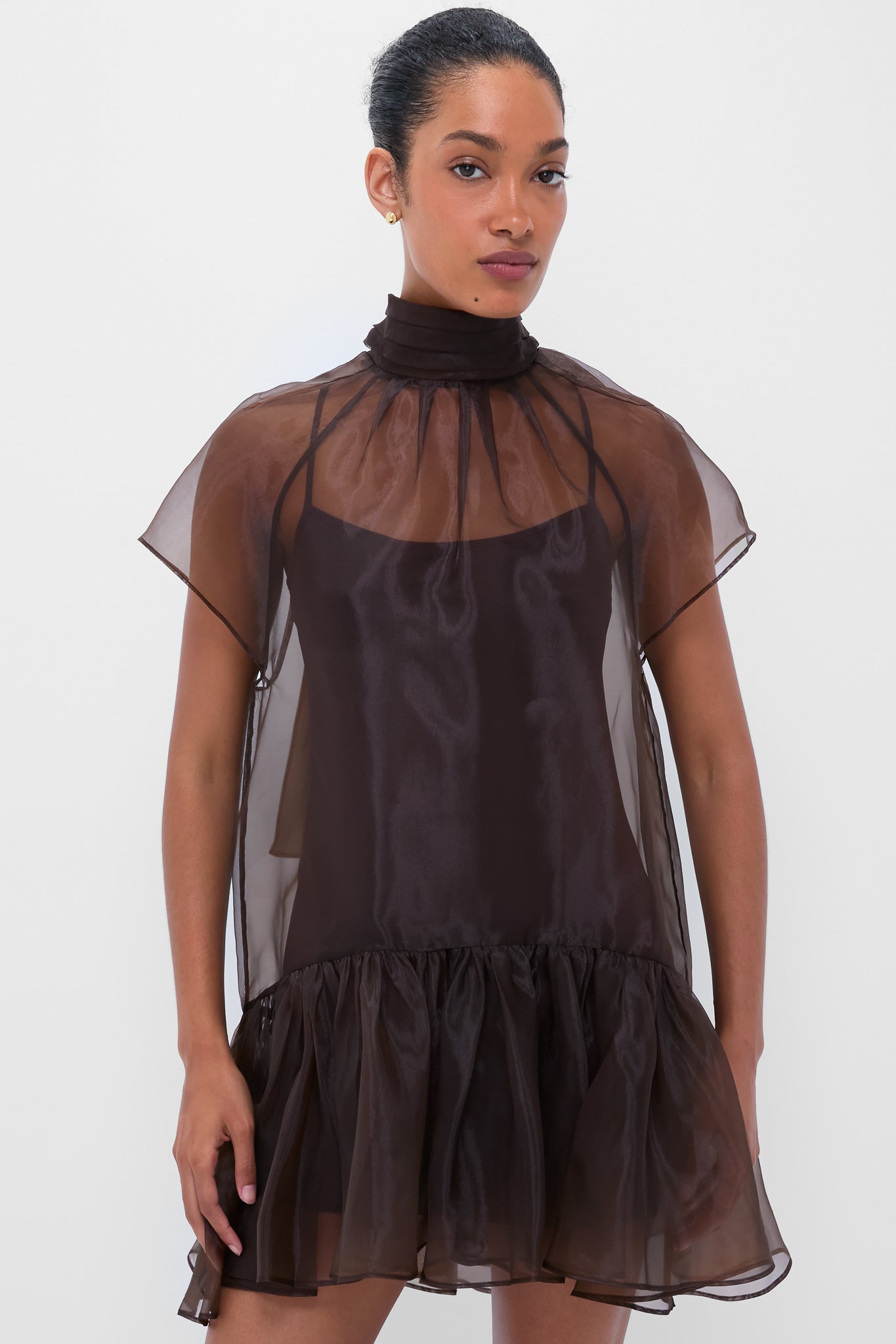 black mini structured dress Black Structured Shoulder Mini Dress