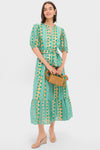 Exclusive Ascot Teal Puff Sleeve Maxi Dress